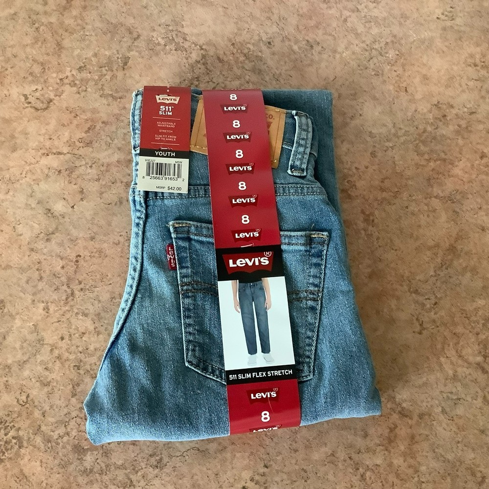 Boys Levi's 511 slim flex stretch light blue jeans size 8 - Picture 2 of 6